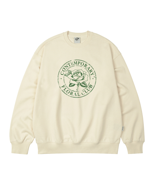 WILDROCK(ワイルドロック)の「FLORAL CLUB オーバーサイズ スウェット_9 COL(スウェット・レディース・ブラウン/ダークグレー/ネイビー/アイボリー/ブラック/ピンク/ブルー/ベージュ/チャコール・SMALL/LARGE/MEDIUM)」の2枚目の写真