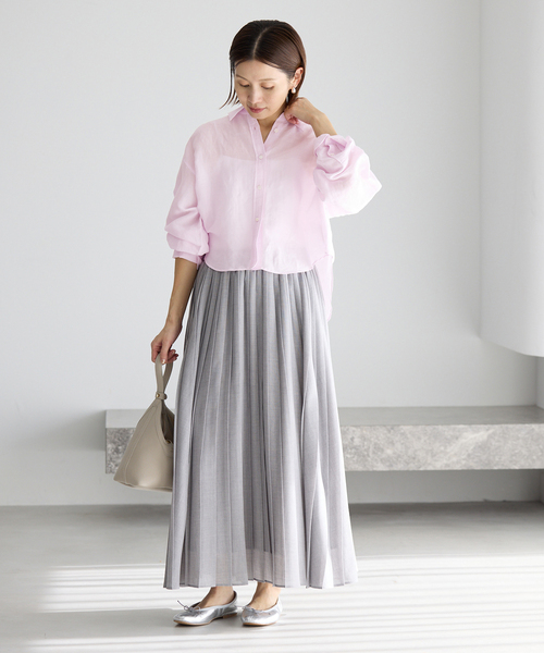 IENA（イエナ）の「《新色/WEB限定/追加3》ラミーリヨセルショートシャツ（シャツ/ブラウス・レディース・サックスブルー/スカイブルー/ホワイト/ブラウン/ピンク・FREE）」の10枚目の写真