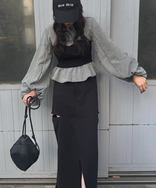 WILLFULLY(ウィルフリー)の「knit bustier docking peplum BL(シャツ/ブラウス・レディース・アイボリー/ブラック/サックスブルー・FREE)」の11枚目の写真