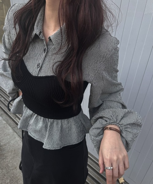 WILLFULLY(ウィルフリー)の「knit bustier docking peplum BL(シャツ/ブラウス・レディース・アイボリー/ブラック/サックスブルー・FREE)」の12枚目の写真