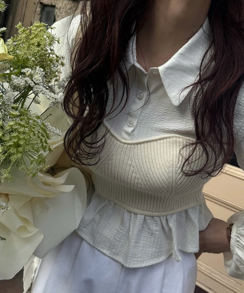 WILLFULLY(ウィルフリー)の「knit bustier docking peplum BL(シャツ/ブラウス・レディース・アイボリー/ブラック/サックスブルー・FREE)」の16枚目の写真