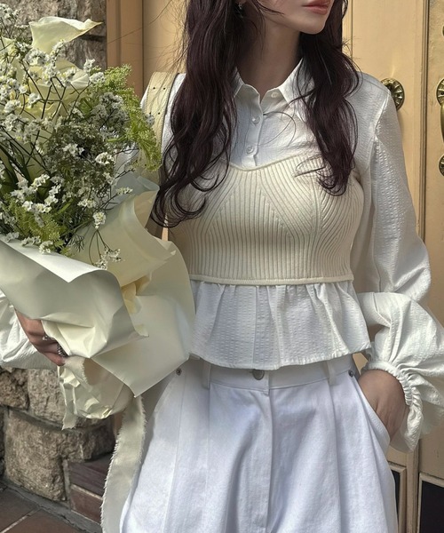 WILLFULLY(ウィルフリー)の「knit bustier docking peplum BL(シャツ/ブラウス・レディース・アイボリー/ブラック/サックスブルー・FREE)」の20枚目の写真