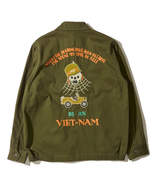 HOUSTON(ヒューストン)の「【HOUSTON/ヒューストン】VIETNAM JACKET/刺繍 コットンツイル ベトナムジャケット(ブルゾン・メンズ・ブラック/オフホワイト/オリーブドラブ・MEDIUM/LARGE/X-LARGE)」の9枚目の写真