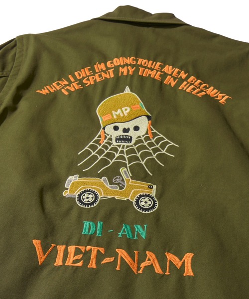 HOUSTON(ヒューストン)の「【HOUSTON/ヒューストン】VIETNAM JACKET/刺繍 コットンツイル ベトナムジャケット(ブルゾン・メンズ・ブラック/オフホワイト/オリーブドラブ・MEDIUM/LARGE/X-LARGE)」の14枚目の写真