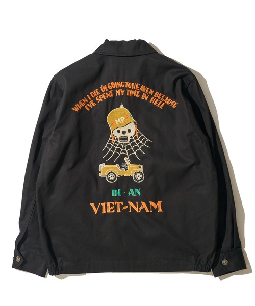 HOUSTON(ヒューストン)の「【HOUSTON/ヒューストン】VIETNAM JACKET/刺繍 コットンツイル ベトナムジャケット(ブルゾン・メンズ・ブラック/オフホワイト/オリーブドラブ・MEDIUM/LARGE/X-LARGE)」の7枚目の写真