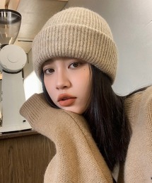LYEON（リヨン）の「アンゴラタッチビーニー/ニットキャップ（ニットキャップ/ビーニー）」