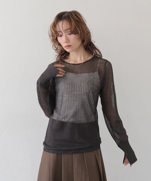 CLEIO（クレイオ）の「【CLEIO】シアーリブニット SHEER RIB KNIT（ニット/セーター・レディース・チャコールグレー/ホワイト系その他/モカ/グリーン系その他・FREE）」の17枚目の写真