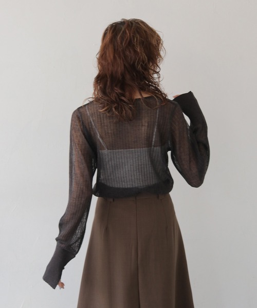 CLEIO（クレイオ）の「【CLEIO】シアーリブニット SHEER RIB KNIT（ニット/セーター・レディース・チャコールグレー/ホワイト系その他/モカ/グリーン系その他・FREE）」の21枚目の写真