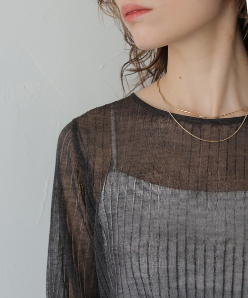 CLEIO（クレイオ）の「【CLEIO】シアーリブニット SHEER RIB KNIT（ニット/セーター・レディース・チャコールグレー/ホワイト系その他/モカ/グリーン系その他・FREE）」の22枚目の写真