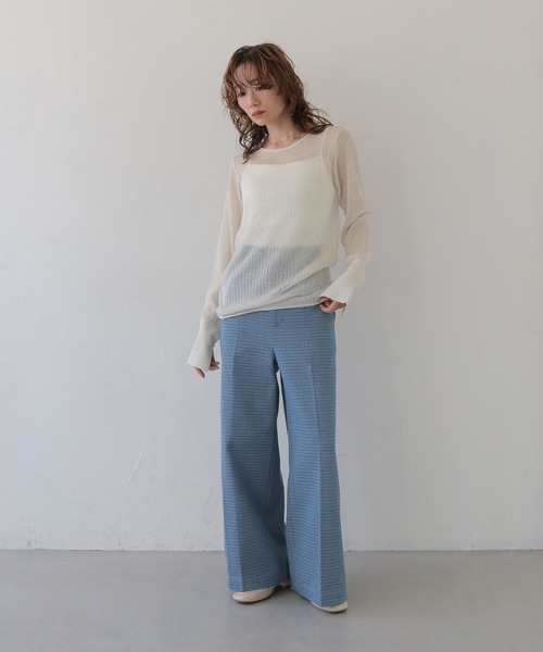 CLEIO（クレイオ）の「【CLEIO】シアーリブニット SHEER RIB KNIT（ニット/セーター・レディース・チャコールグレー/ホワイト系その他/モカ/グリーン系その他・FREE）」の10枚目の写真