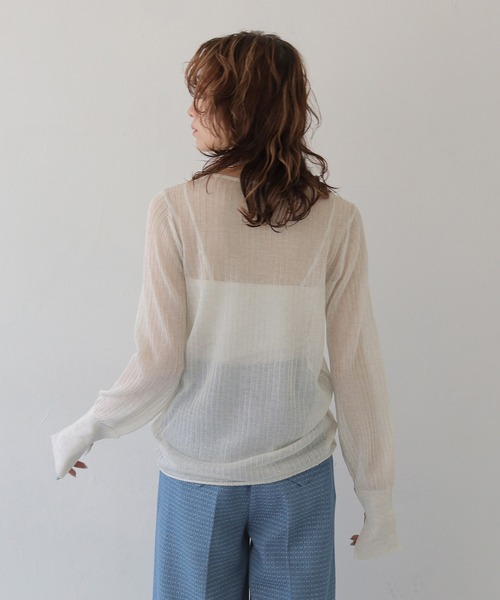 CLEIO（クレイオ）の「【CLEIO】シアーリブニット SHEER RIB KNIT（ニット/セーター・レディース・チャコールグレー/ホワイト系その他/モカ/グリーン系その他・FREE）」の9枚目の写真