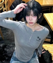 ◇COIRIS◇ブランド直輸入正規品/アリーナ ボタン ロングスリーブ Tシャツ ARINA BUTTON LONG SELLVE T