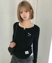 ◇COIRIS◇ブランド直輸入正規品/アリーナ ボタン ロングスリーブ Tシャツ ARINA BUTTON LONG SELLVE T
