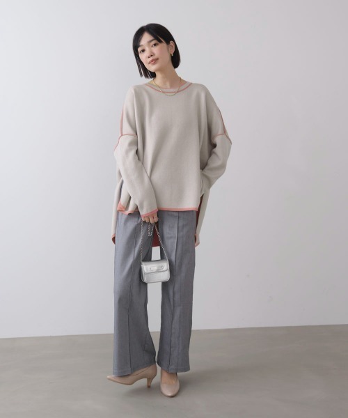 Bou Jeloud(ブージュルード)の「リバーシブルダブル丸首ポンチョ風ニット(ニット/セーター・レディース・アイボリー/ネイビー/ピンク・FREE)」の20枚目の写真