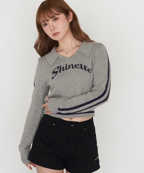 RAY CASSIN(レイカズン)の「スキッパーラインロゴニット(ニット/セーター・レディース・レッド/アイボリー/グレー/ネイビー・FREE)」の3枚目の写真