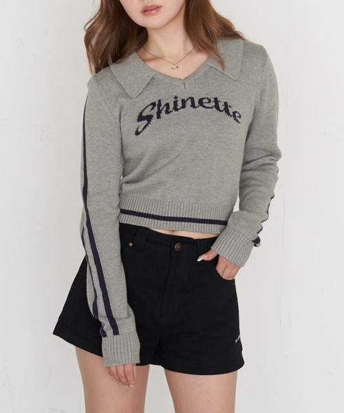 RAY CASSIN(レイカズン)の「スキッパーラインロゴニット(ニット/セーター・レディース・レッド/アイボリー/グレー/ネイビー・FREE)」の13枚目の写真