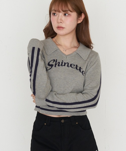 RAY CASSIN(レイカズン)の「スキッパーラインロゴニット(ニット/セーター・レディース・レッド/アイボリー/グレー/ネイビー・FREE)」の5枚目の写真