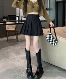 LAYERED ウールライク プリーツ ミニスカート インパン付き