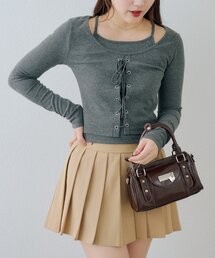 Another Branch olive des olive | レースアップドッキング長袖Ｔシャツ(Tシャツ/カットソー)