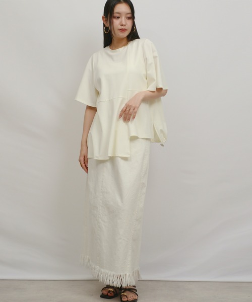 palm RICHE(ポームリシュ)の「アシメカットTOPS(Tシャツ/カットソー・レディース・ブラック/レッド/オフホワイト・M)」の20枚目の写真