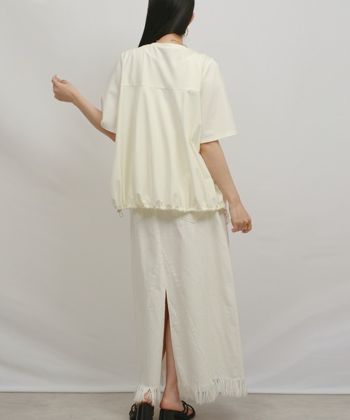 palm RICHE(ポームリシュ)の「アシメカットTOPS(Tシャツ/カットソー・レディース・ブラック/レッド/オフホワイト・M)」の5枚目の写真