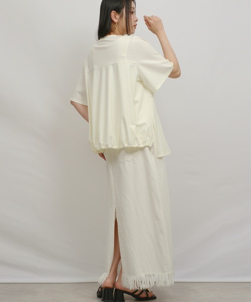palm RICHE(ポームリシュ)の「アシメカットTOPS(Tシャツ/カットソー・レディース・ブラック/レッド/オフホワイト・M)」の21枚目の写真
