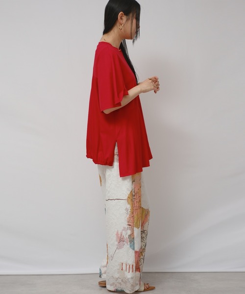 palm RICHE(ポームリシュ)の「アシメカットTOPS(Tシャツ/カットソー・レディース・ブラック/レッド/オフホワイト・M)」の10枚目の写真