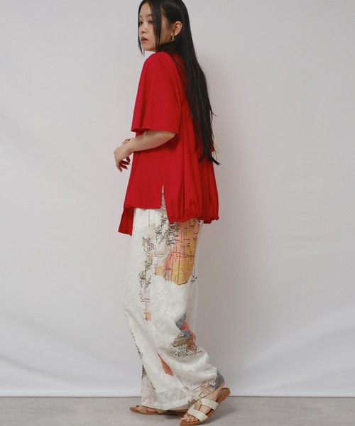 palm RICHE(ポームリシュ)の「アシメカットTOPS(Tシャツ/カットソー・レディース・ブラック/レッド/オフホワイト・M)」の11枚目の写真