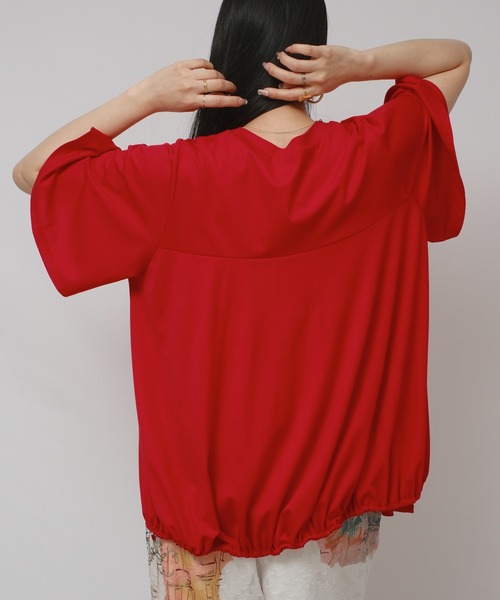 palm RICHE(ポームリシュ)の「アシメカットTOPS(Tシャツ/カットソー・レディース・ブラック/レッド/オフホワイト・M)」の7枚目の写真