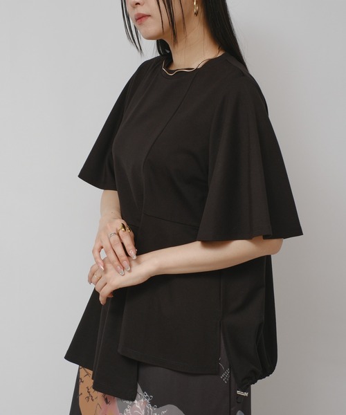 palm RICHE(ポームリシュ)の「アシメカットTOPS(Tシャツ/カットソー・レディース・ブラック/レッド/オフホワイト・M)」の13枚目の写真