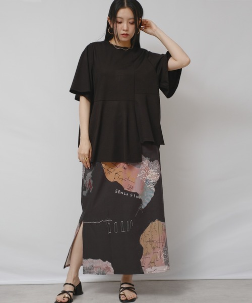 palm RICHE(ポームリシュ)の「アシメカットTOPS(Tシャツ/カットソー・レディース・ブラック/レッド/オフホワイト・M)」の15枚目の写真