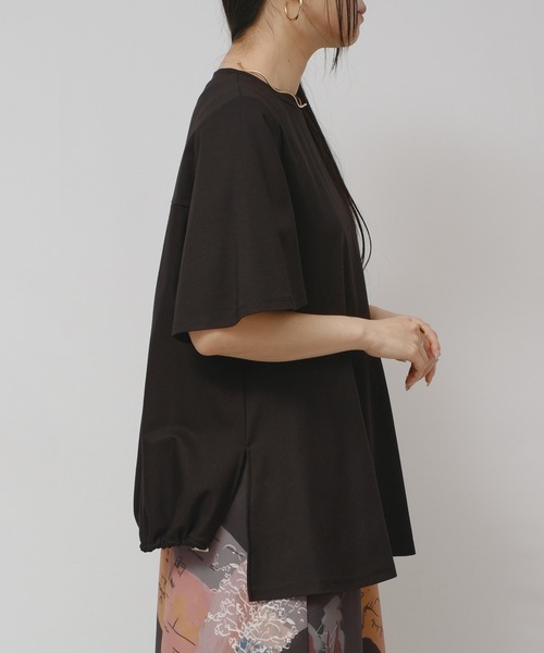 palm RICHE(ポームリシュ)の「アシメカットTOPS(Tシャツ/カットソー・レディース・ブラック/レッド/オフホワイト・M)」の14枚目の写真