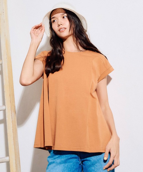 RIKKA FEMME(リッカファム)の「RIKKA FEMME/リッカファム 半袖 Tシャツ フレンチスリーブ 吸水速乾 UVカット RF6S-2101(Tシャツ/カットソー・レディース・オレンジ/ブラウン/カーキ・S/M/M/L)」の3枚目の写真