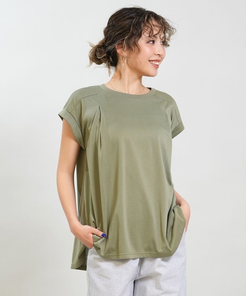 RIKKA FEMME(リッカファム)の「RIKKA FEMME/リッカファム 半袖 Tシャツ フレンチスリーブ 吸水速乾 UVカット RF6S-2101(Tシャツ/カットソー・レディース・オレンジ/ブラウン/カーキ・S/M/M/L)」の8枚目の写真