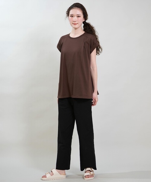 RIKKA FEMME(リッカファム)の「RIKKA FEMME/リッカファム 半袖 Tシャツ フレンチスリーブ 吸水速乾 UVカット RF6S-2101(Tシャツ/カットソー・レディース・オレンジ/ブラウン/カーキ・S/M/M/L)」の4枚目の写真