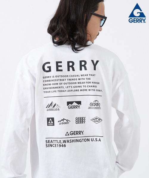 GERRY（ジェリー）の「【GERRY】別注 プリント 長袖 Tシャツ（Tシャツ/カットソー・メンズ・ブラック/カーキ/ホワイト系/ホワイト系1/ホワイト系2/ブラック系5/ブルー/ライトグレー系1/ブラック系2/カーキ系2/ブルー系2/ホワイト系3/ライトグレー系3/ブラック系4/カーキ系4/ブルー系4/ホワイト系5/ホワイト/ライトグレー/ライトグレー系/ブラック系1/ライトグレー系2/ブラック系3/カーキ系3/ブルー系3/ホワイト系4/カーキ系5/ブルー系5/ライトグレー系4/ライトグレー系5/ブラック系/カーキ系/ブルー系/カーキ系1/ブルー系1・SMALL/MEDIUM/LARGE/X-LARGE）」の2枚目の写真
