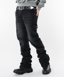 SHORT ROUND | SHORT ROUND/【26年春夏新作】シャーリングフレアデニムスキニーパンツ(デニムパンツ)