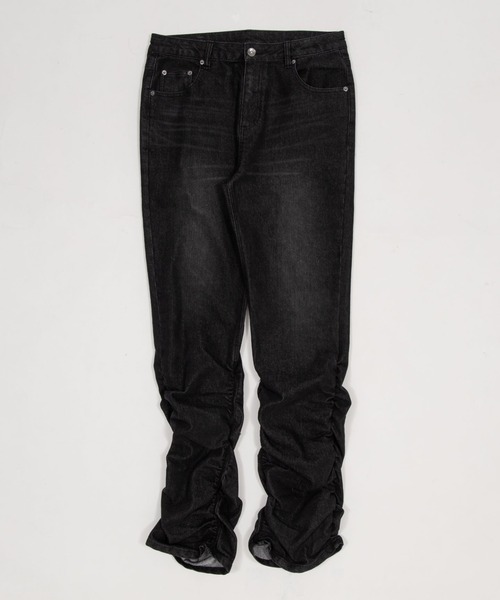SHORT ROUND（ショートラウンド）の「SHORT ROUND/【26年春夏新作】シャーリングフレアデニムスキニーパンツ（デニムパンツ・メンズ・ブラック系3・LARGE/MEDIUM）」の10枚目の写真