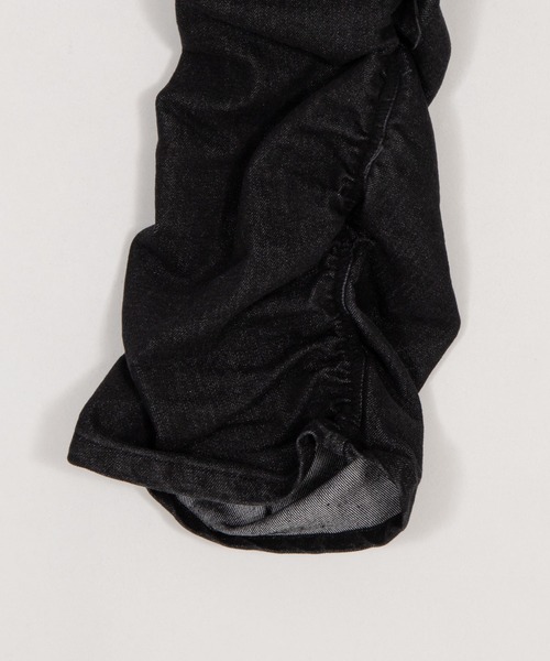 SHORT ROUND（ショートラウンド）の「SHORT ROUND/【26年春夏新作】シャーリングフレアデニムスキニーパンツ（デニムパンツ・メンズ・ブラック系3・LARGE/MEDIUM）」の14枚目の写真