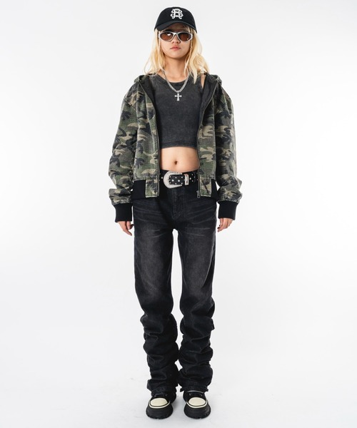 SHORT ROUND（ショートラウンド）の「SHORT ROUND/【26年春夏新作】シャーリングフレアデニムスキニーパンツ（デニムパンツ・メンズ・ブラック系3・LARGE/MEDIUM）」の19枚目の写真