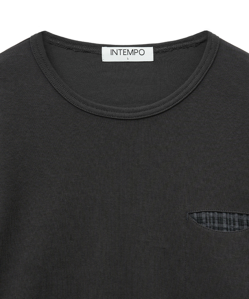 INTEMPOMOOD(インテンポムード)の「チェックインポケットロングスリーブ_チャコール(Tシャツ/カットソー・メンズ・チャコール・LARGE/MEDIUM)」の1枚目の写真