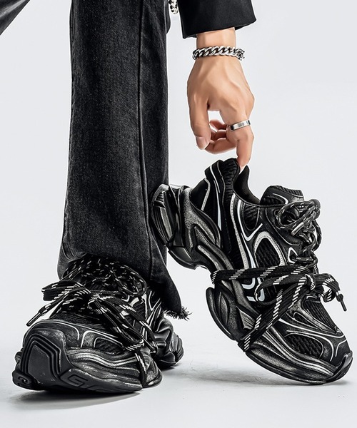 WESTBOY(ウエストボーイ)の「厚底 ボリューム ダッドレースアップスニーカー WO26S3SH18(スニーカー・メンズ・ブラック/ホワイト・41/42/43/44)」の9枚目の写真