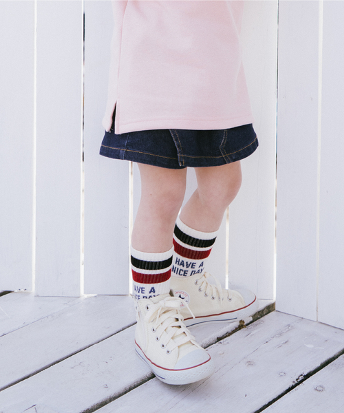 and D. petit main（アンドディープティマイン）の「【Dセレクト】配色ラインロゴソックス（ソックス/靴下・キッズ・マスタード/オレンジ/ブラウン/ブルー/ブラック・M(16-18cm)/14-15cm/L(19-23cm)）」の8枚目の写真