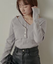 mline（エムライン）の「[mline]ワンショル レイヤーニット（ニット/セーター）」