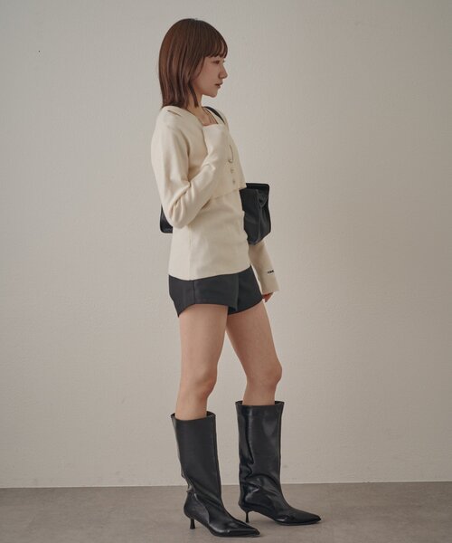 mline（エムライン）の「[mline]ワンショル レイヤーニット（ニット/セーター・レディース・オレンジ/ネイビー/グレー/アイボリー・FREE）」の10枚目の写真