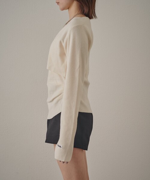 mline（エムライン）の「[mline]ワンショル レイヤーニット（ニット/セーター・レディース・オレンジ/ネイビー/グレー/アイボリー・FREE）」の22枚目の写真