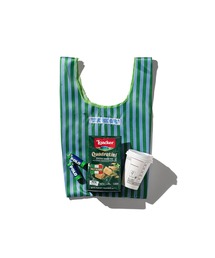 PUEBCO（プエブコ）の「SCHOOL TIE FABRIC SMALL BAG / GreenxLight Blue（エコバッグ/サブバッグ）」
