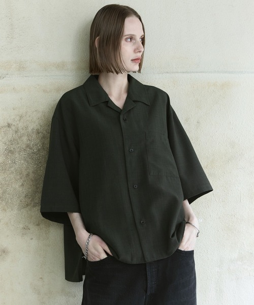 remer(リメール)の「ルーズシンセティックリネンシャツ / loose synthetic linen shirt《夏に涼しい麻調素材》(シャツ/ブラウス・メンズ・グレー/ブルー/カーキ/グレイッシュベージュ/ブラック/ミント・LARGE/MEDIUM/SMALL/X-SMALL)」の4枚目の写真