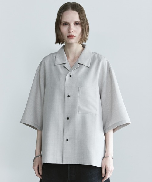 remer(リメール)の「ルーズシンセティックリネンシャツ / loose synthetic linen shirt《夏に涼しい麻調素材》(シャツ/ブラウス・メンズ・グレー/ブルー/カーキ/グレイッシュベージュ/ブラック/ミント・LARGE/MEDIUM/SMALL/X-SMALL)」の3枚目の写真