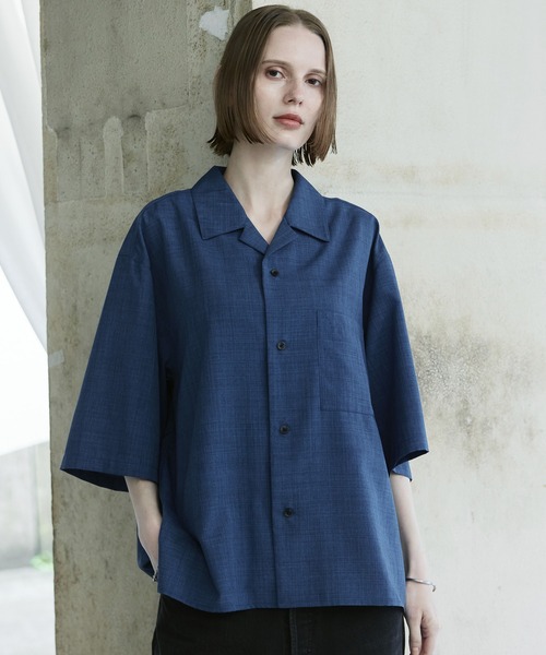 remer(リメール)の「ルーズシンセティックリネンシャツ / loose synthetic linen shirt《夏に涼しい麻調素材》(シャツ/ブラウス・メンズ・グレー/ブルー/カーキ/グレイッシュベージュ/ブラック/ミント・LARGE/MEDIUM/SMALL/X-SMALL)」の6枚目の写真